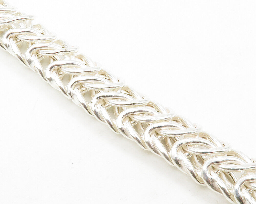 925 Sterling Silver  Shiny Polished Byzantine Link Chain Bracelet  BT5188