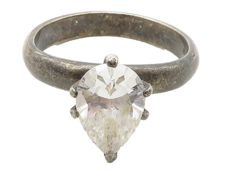 925 Sterling Silver  Vintage Cubic Zirconia Solitaire Ring Sz 8  RG16788