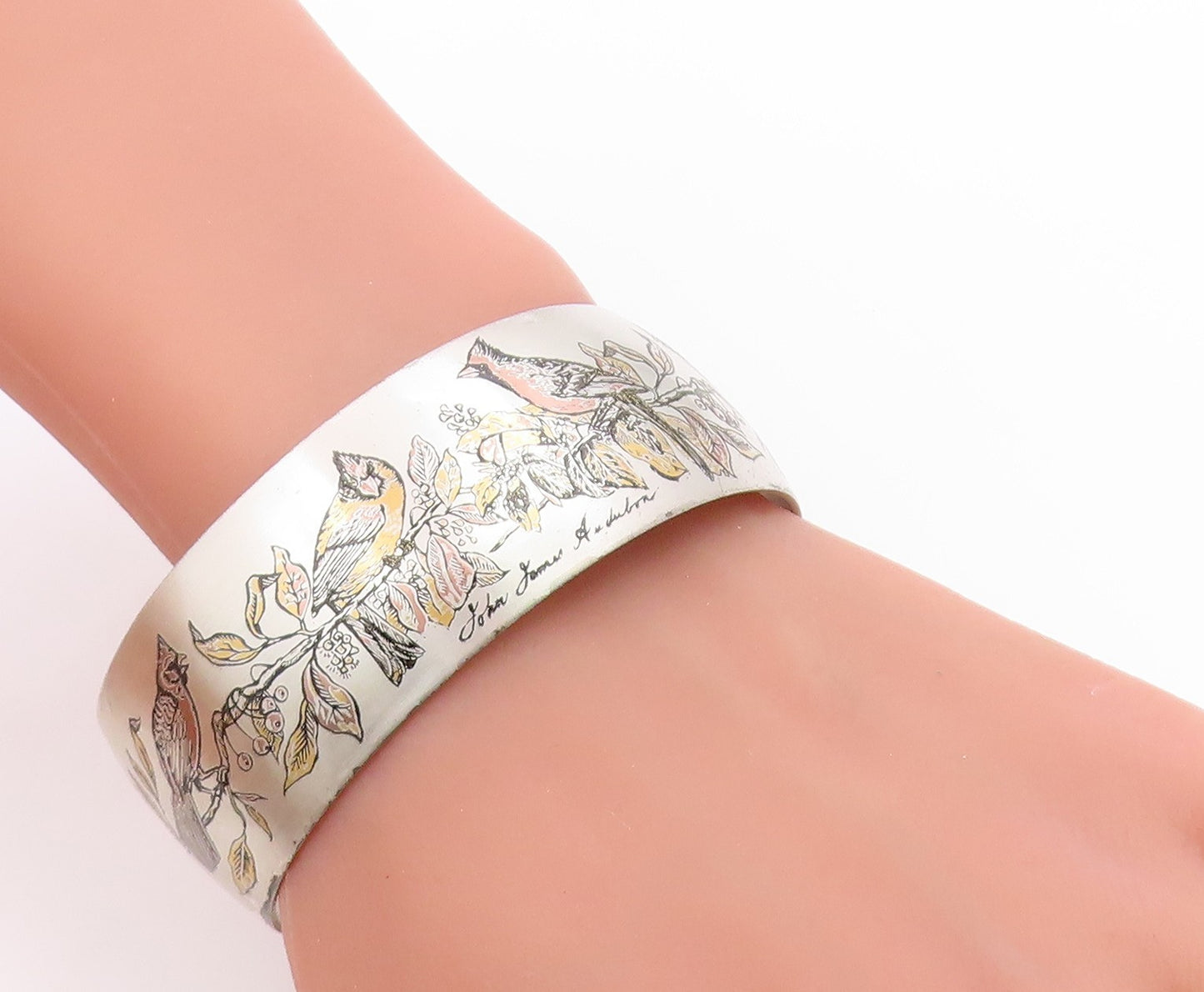 925 Sterling Silver Vintage Bracelet REED & BARTON Damascene Wide Cuff  BT12021