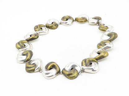 MEXICO 925 Sterling Silver  Vintage Two Tone Swirl Link Chain Necklace  NE1664