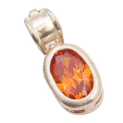 925 Sterling Silver Vintage Pendant Minimalist Oval Cut Citrine  PT23438