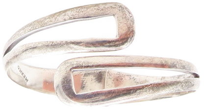 MEXICO 925 Sterling Silver  Vintage Shiny Open Bypass Cuff Bracelet  BT2041