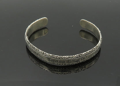 925 Sterling Silver Vintage Be True Motivational Quote Cuff Bracelet BT8130