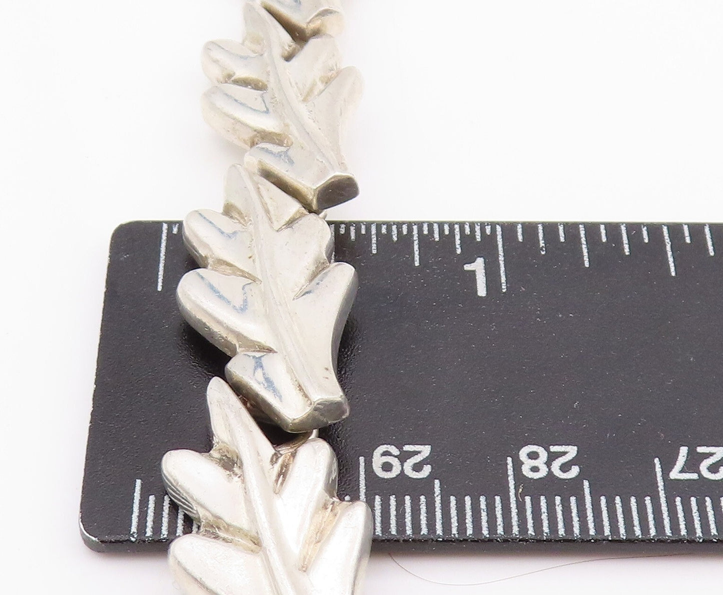 925 Sterling Silver Vintage Necklace MEXICO Heavy Cutout Gemstone Lily  NE4476