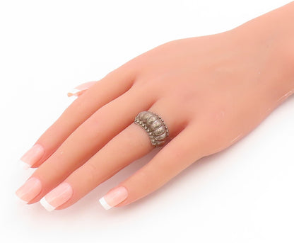 925 Sterling Silver Vintage Ring Chunky Scalloped Solid Dome Band  Sz 5  RG34404