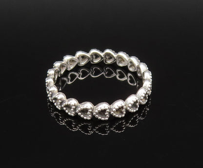 PANDORA 925 Silver  Vintage Dainty Open Love Heart Band Ring Sz 6  RG25959