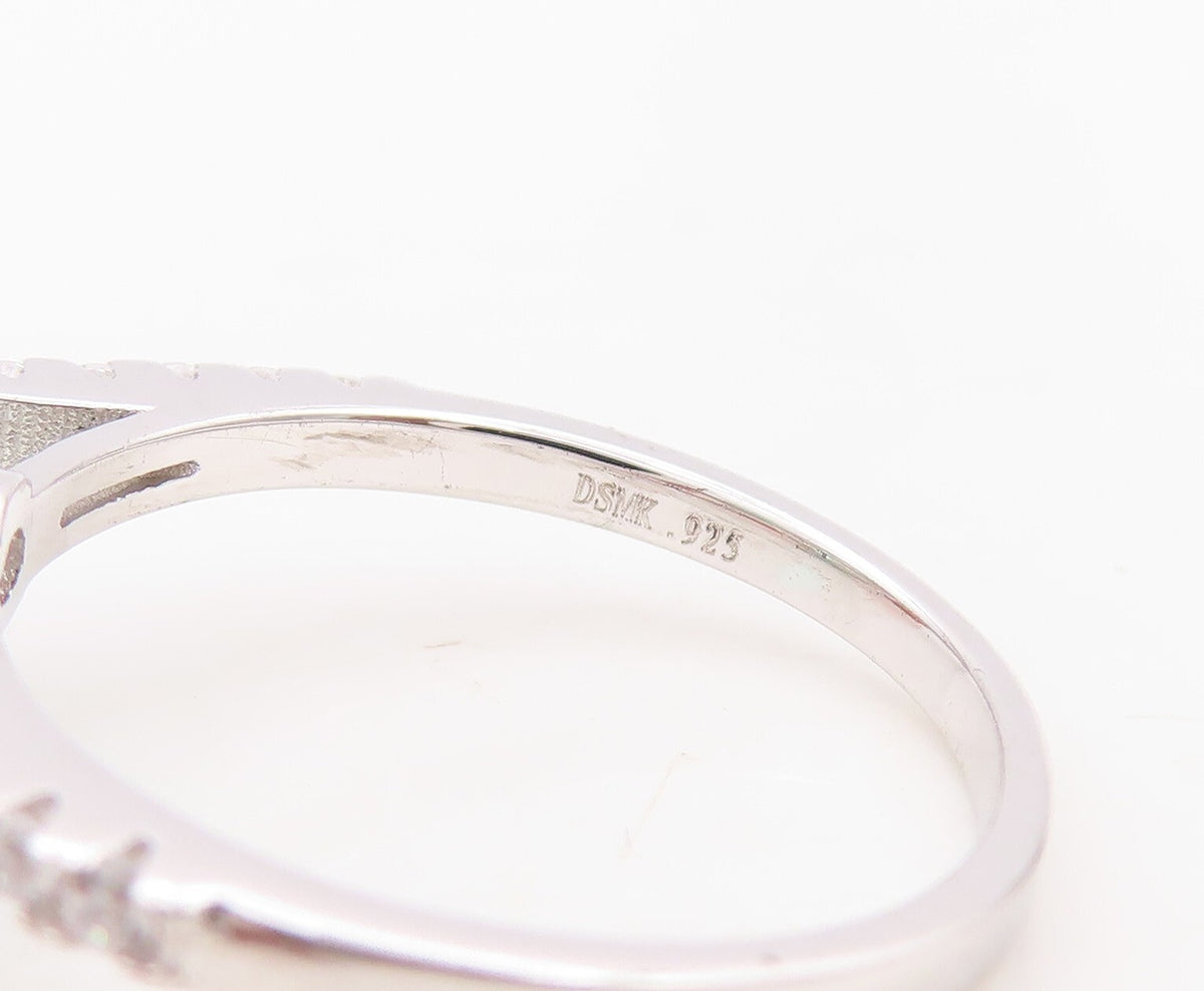 925 Sterling Silver Vintage Ring 2 Tone Round CZ Wedding Ring  Sz 6  RG30152