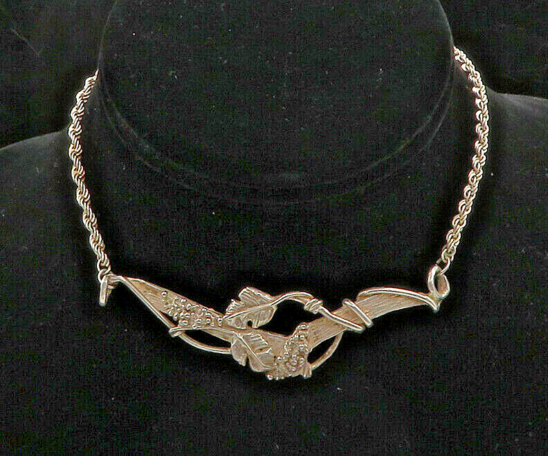 925 Sterling Silver  Vintage Floral Leaf Vine Twist Chain Necklace  NE3227