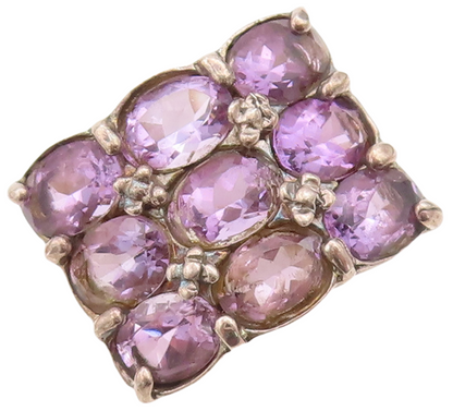 925 Sterling Silver Vintage Ring Floral Carved Oval Amethyst  Sz 8  RG29047
