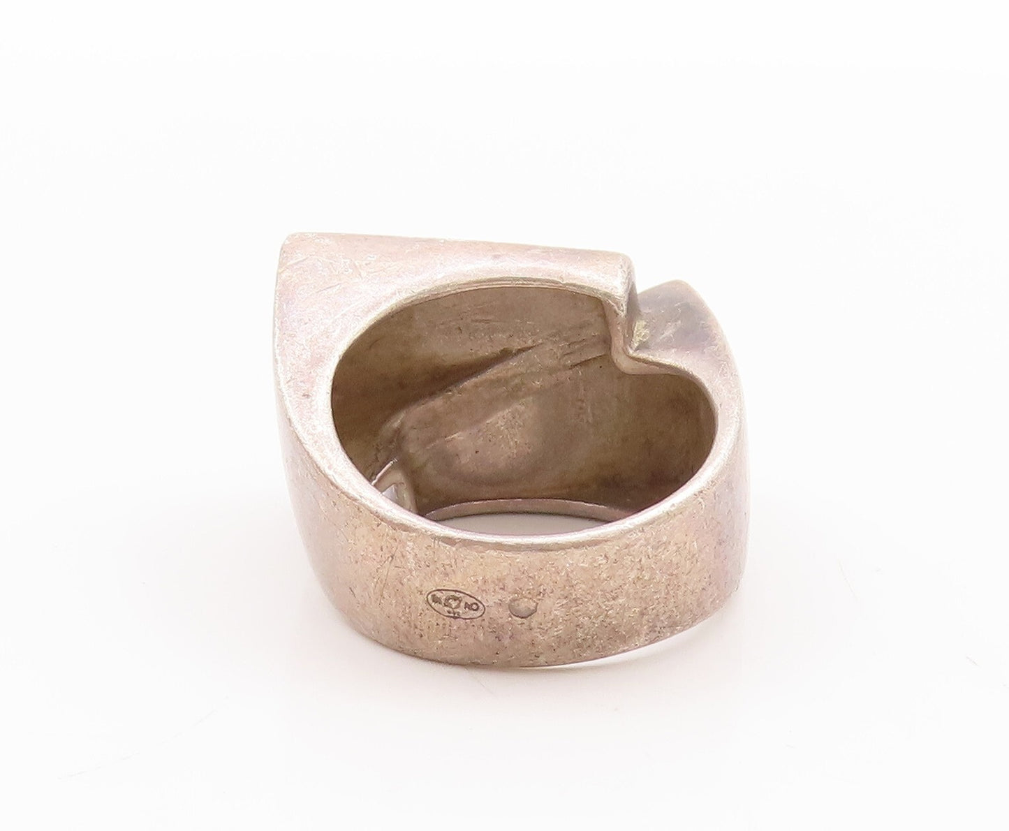 925 Sterling Silver Vintage Ring EUROPE Brutalist Mother Of Pearls Sz 8  RG28838