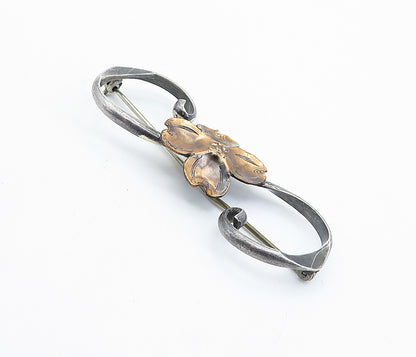 STUART NYE  925 Sterling Silver  Vintage Two Tone Flower Brooch Pin  BP2842