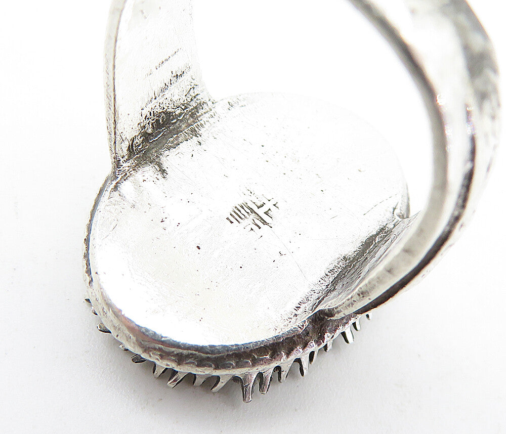 CHINESE 925 Sterling Silver  Vintage Antique Etched Cocktail Ring Sz 8  RG4669