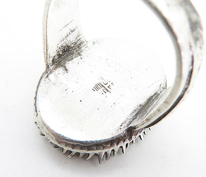CHINESE 925 Sterling Silver  Vintage Antique Etched Cocktail Ring Sz 8  RG4669