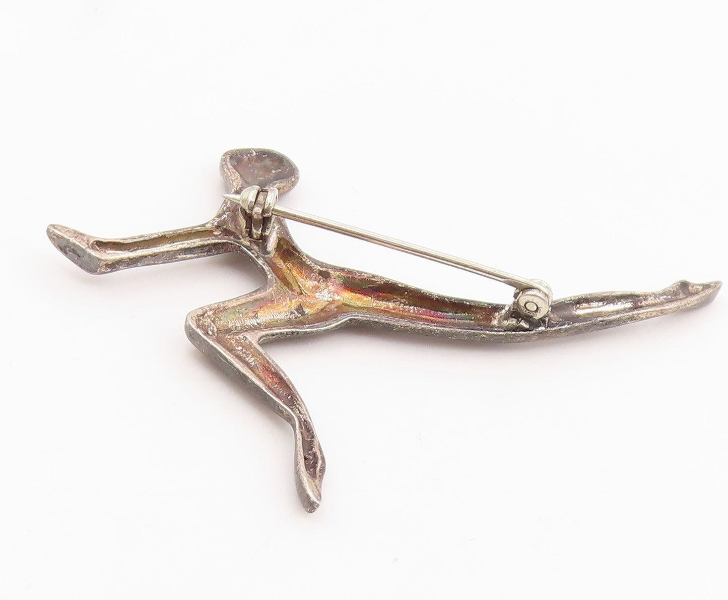 925 Sterling Silver Vintage Brooch Pin Modernist Abstract Dancing Figure BP12499