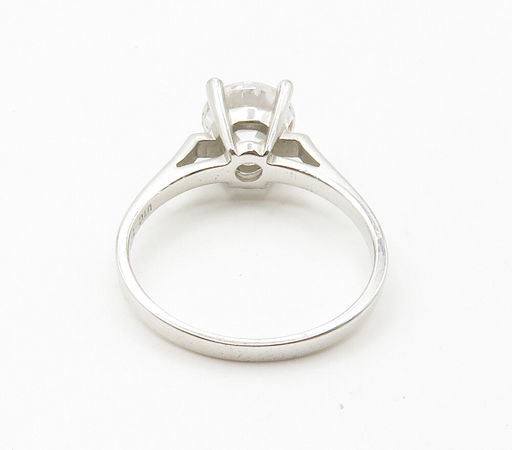 925 Sterling Silver  Sparkling Cubic Zirconia Solitaire Ring Sz 8  RG15312