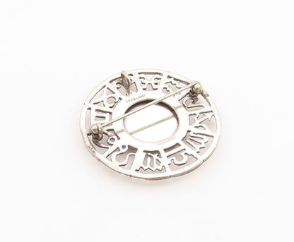925 Sterling Silver  Vintage Aries Zodiac Calendar Cutout Brooch Pin  BP9621