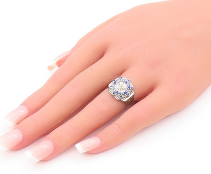 925 Sterling Silver Vintage Ring Antique Enameled High School Ring  Sz 6 RG28204