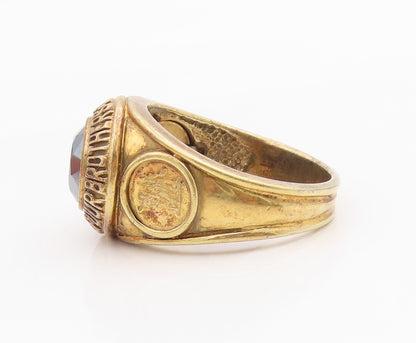 925 Sterling Silver Vintage Ring Gold Plated Hematite Dome Band  Sz 14  RG34222