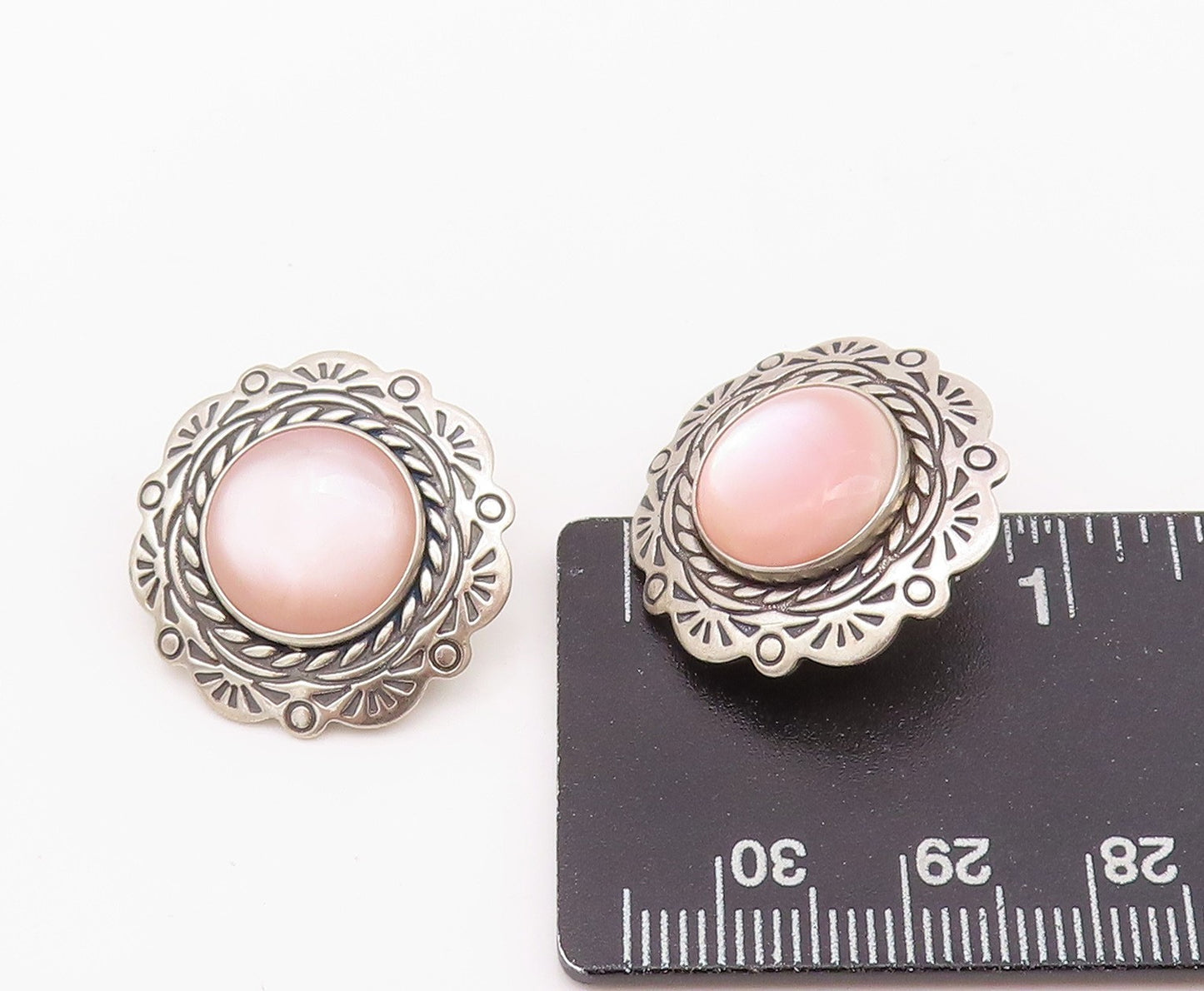 925 Sterling Silver Vintage Earrings CAROLYN POLLACK Mother Of Pearls  EG13621