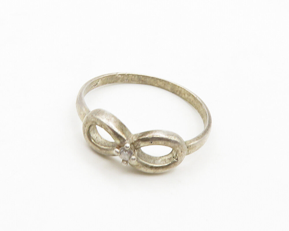 925 Sterling Silver   Vintage Petite Topaz Infinity Band Ring Sz 7.5  RG19423