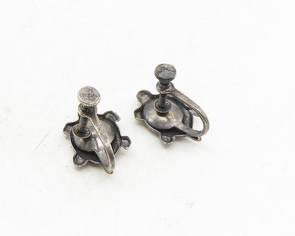 925 Sterling Silver  Vintage Dark Tone Turtle Motif Non Pierce Earrings EG5282