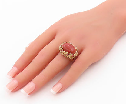 925 Sterling Silver Vintage Ring Gold Plated Carnelian & Garnet  Sz 5  RG32607