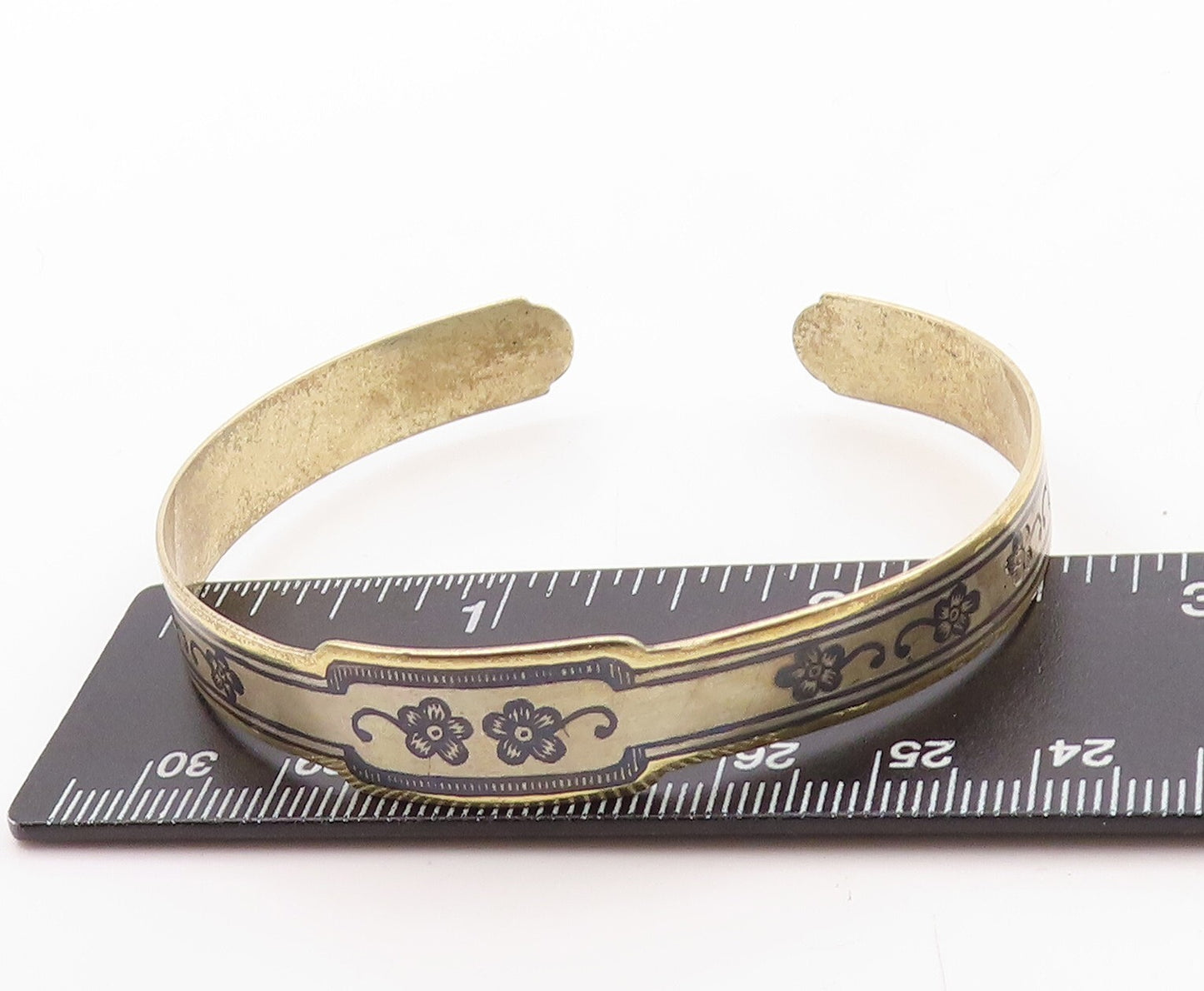 925 Sterling Silver Vintage Bracelet EAST EUROPE Floral Design Etched   BT10899