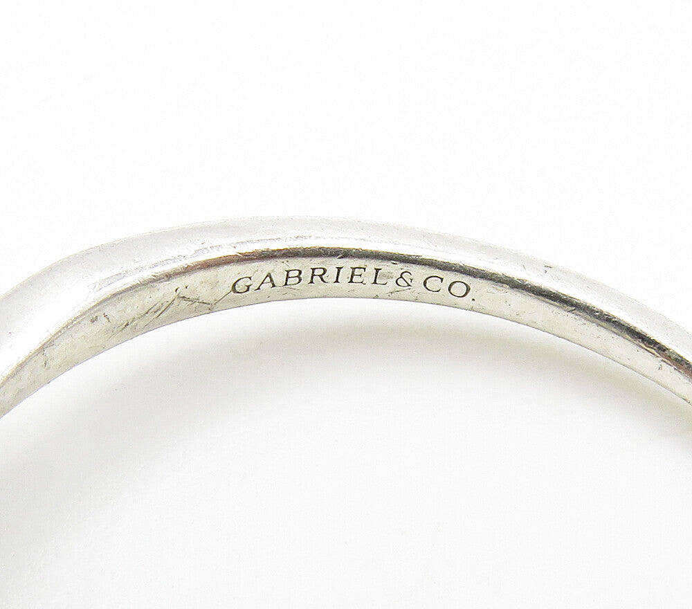 GABRIEL & CO. 925 Silver  Hematite & Genuine Diamonds Band Ring Sz 10  RG16109