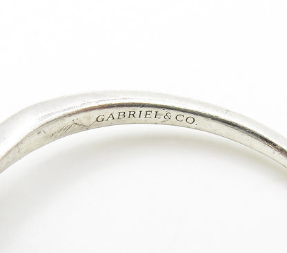 GABRIEL & CO. 925 Silver  Hematite & Genuine Diamonds Band Ring Sz 10  RG16109