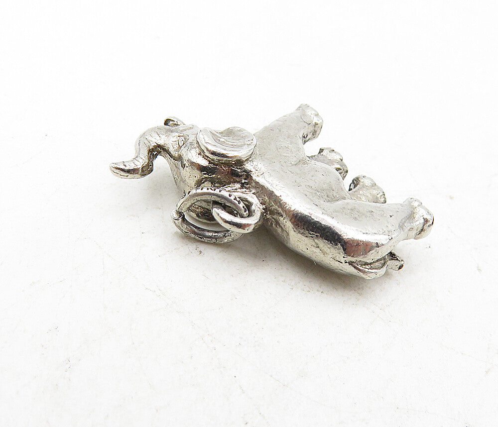 925 Sterling Silver  Vintage Petite Dark Tone Elephant Motif Pendant  PT6942