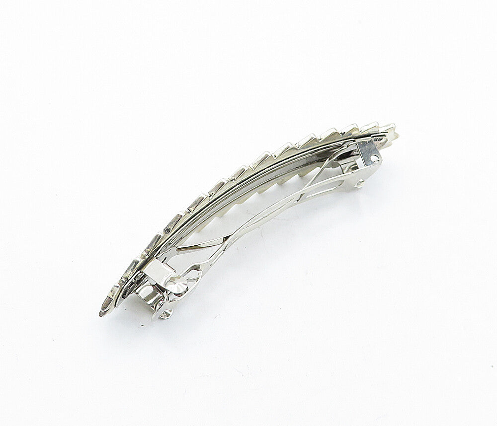 MEXICO 925 Sterling Silver  Vintage Enamel Pattern Serrated Hair Clip  TR1174
