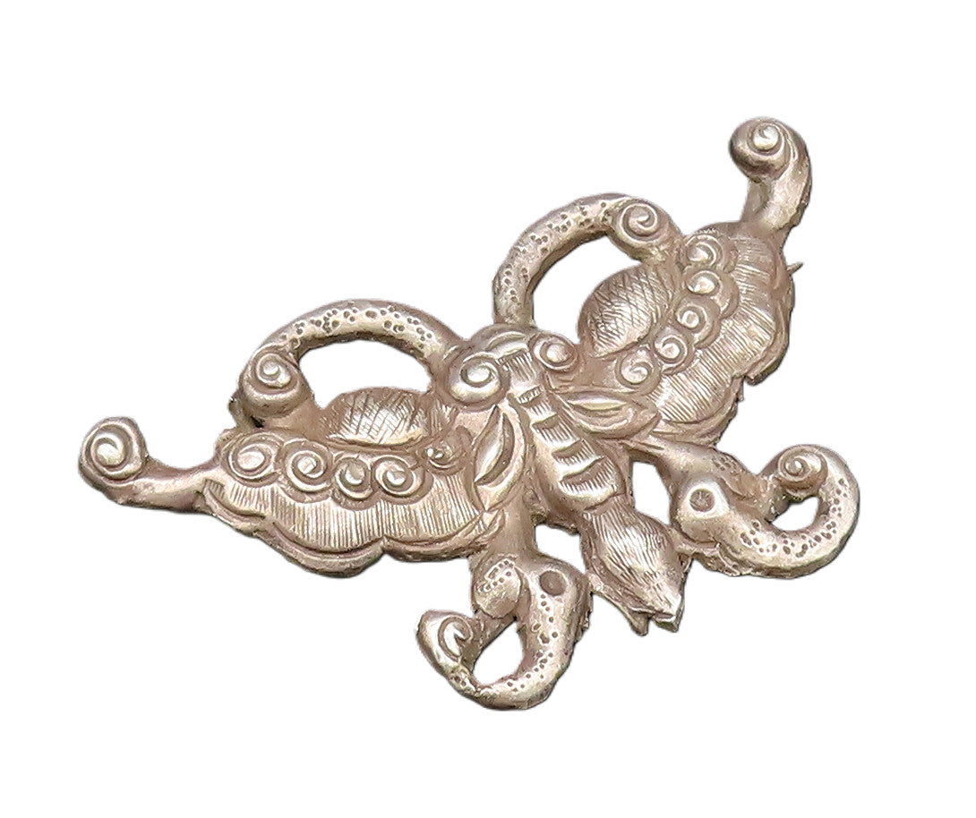 925 Sterling Silver Vintage Antique Textured Butterfly Motif Brooch Pin BP9570
