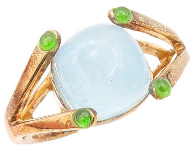 925 Sterling Silver Vintage Ring Gold Plated Designer Gemstone CZ Sz 7.5 RG30477