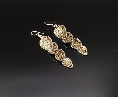 925 Silver  Vintage Swirl Detail Graduated Pear Shaped Earrings  EG11983