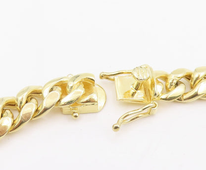 925 Sterling Silver Vintage Necklace Gold Plated Chunky Cuban Link Chain  NE4748