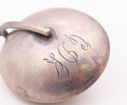 WEB 925 Sterling Silver  Vintage Antique Etched Baby Toy (RATTLES)  TR2739