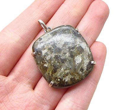925 Sterling Silver  Vintage Cabochon Cut Jasper Drop Pendant  PT1499