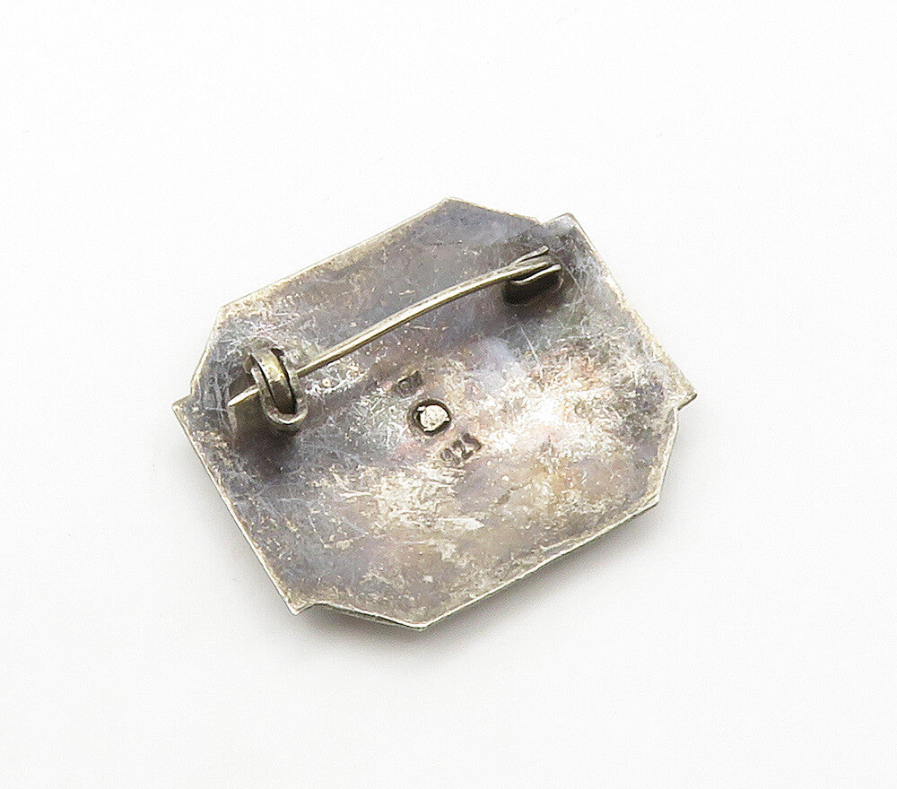 925 Silver & 18K Gold  Vintage Two Tone Alpaca Oxidized Brooch Pin  BP6103