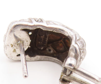 925 Sterling Silver Vintage Earrings Real Diamonds Designer Single Piece EG14287