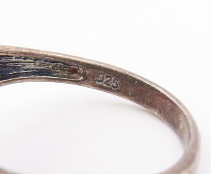 925 Sterling Silver Vintage Ring CZ Carved Floral Rose Blossom  Sz 11  RG34145