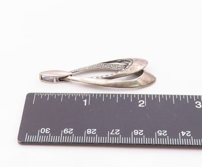 POLAND 925 Sterling Silver  Vintage Cubic Zirconia Oblong Pendant  PT19978