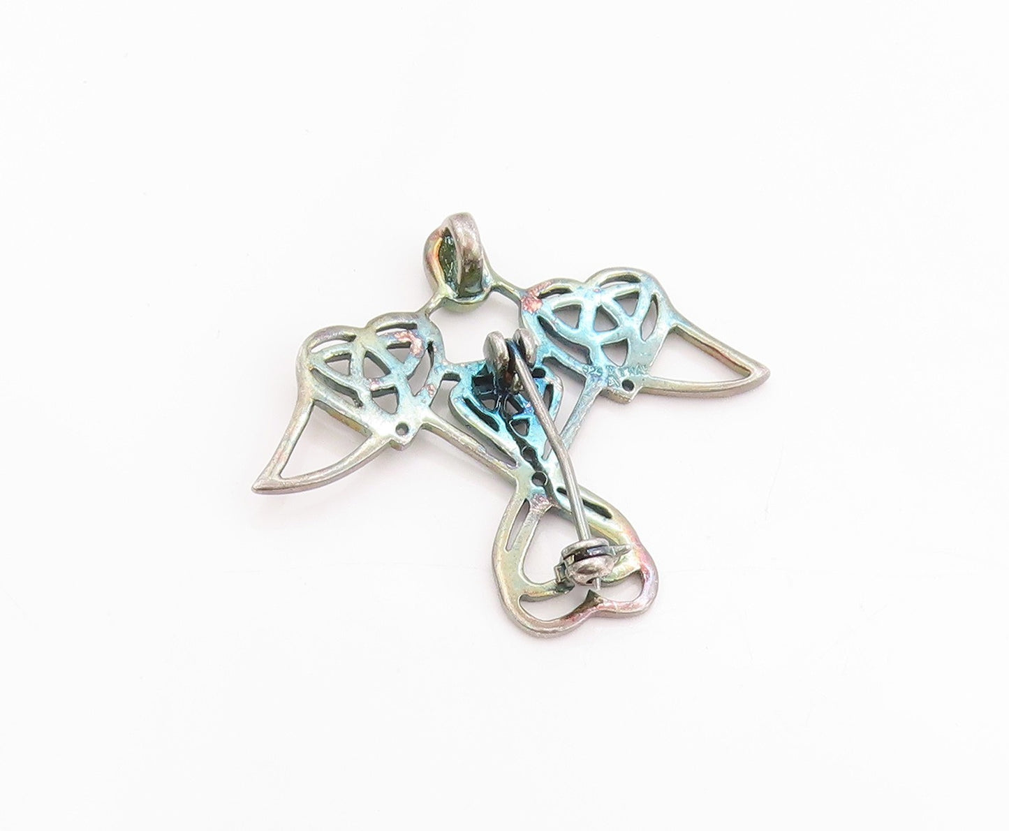 925 Sterling Silver Vintage Brooch Guardian Angel Celtic Knot Cut Out  BP11834