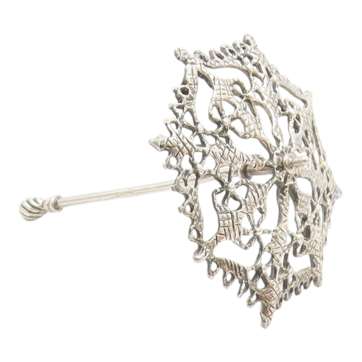 925 Sterling Silver  Vintage Shiny Open Pattern Umbrella Trinket  TR3180