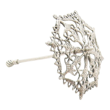 925 Sterling Silver  Vintage Shiny Open Pattern Umbrella Trinket  TR3180