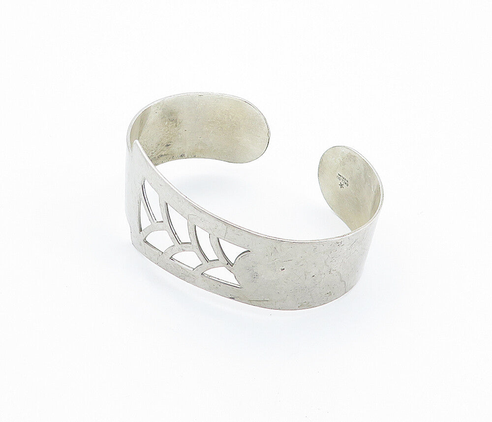 BALLOW 925 Sterling Silver  Vintage Cutout Detail Smooth Cuff Bracelet  BT3434