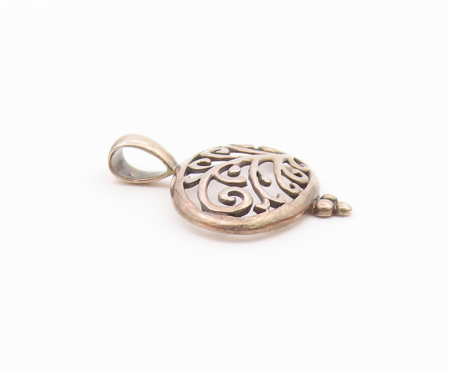 925 Sterling Silver  Vintage Openwork Vine Cutout Drop Pendant  PT21413