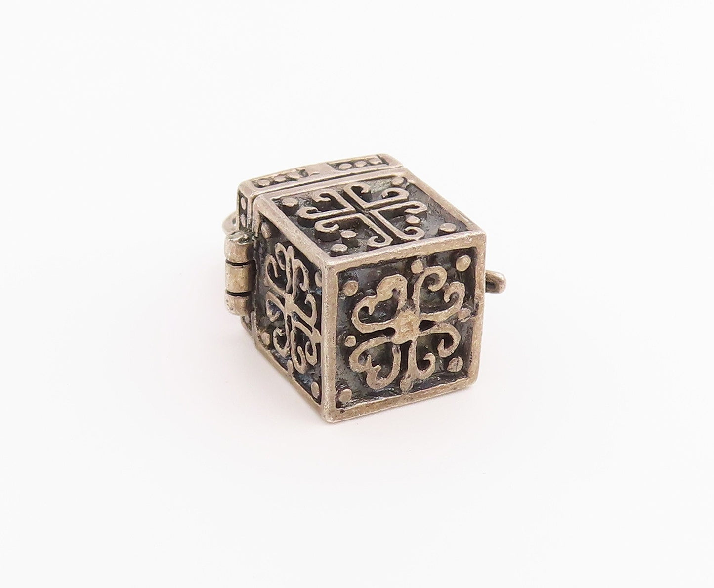 925 Sterling Silver Vintage Pendant Religious Prayer Box Locket OPENS  PT26511