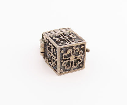 925 Sterling Silver Vintage Pendant Religious Prayer Box Locket OPENS  PT26511