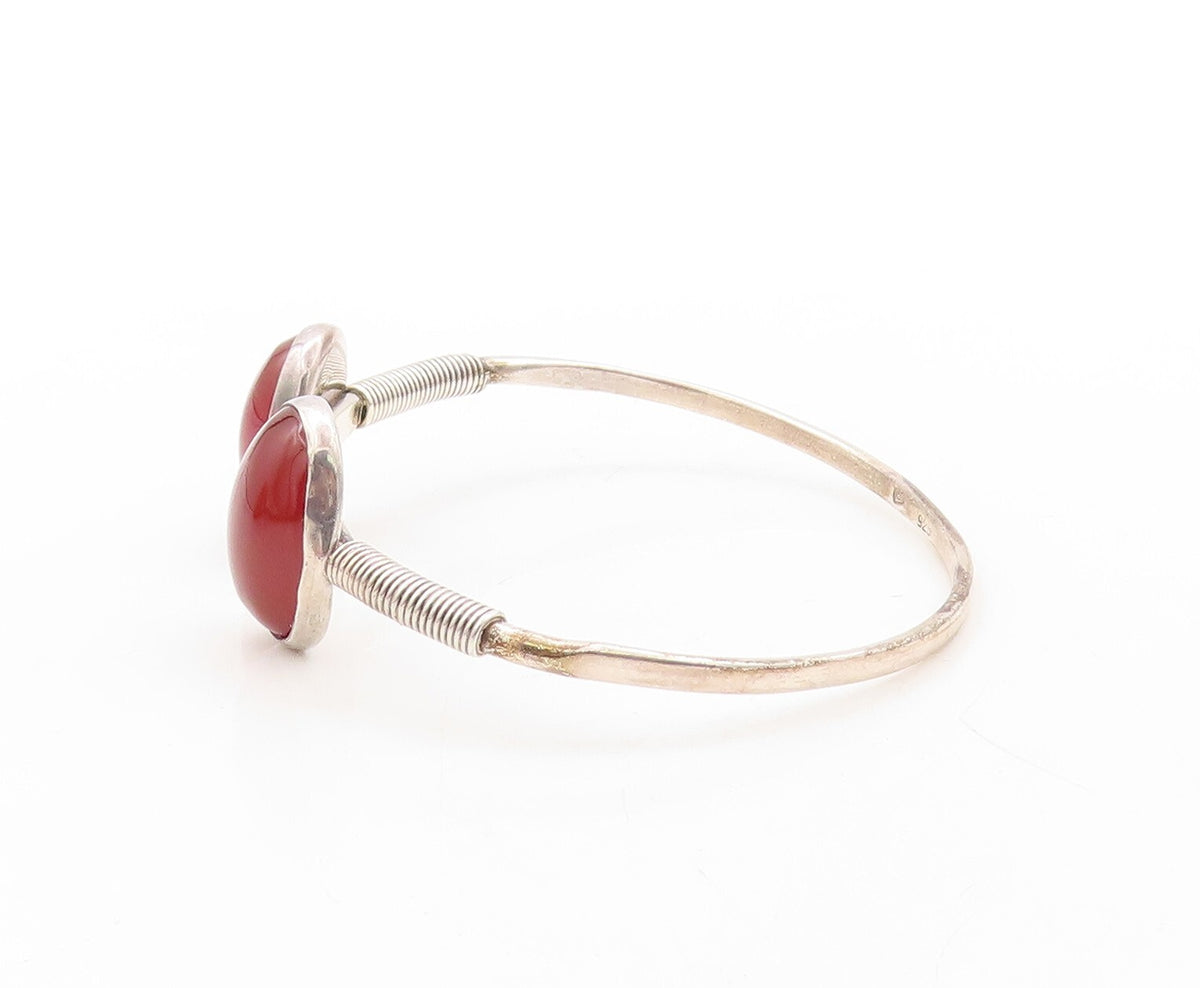 925 Sterling Silver Vintage Bracelet European Design Carnelian Cuff  BT10895