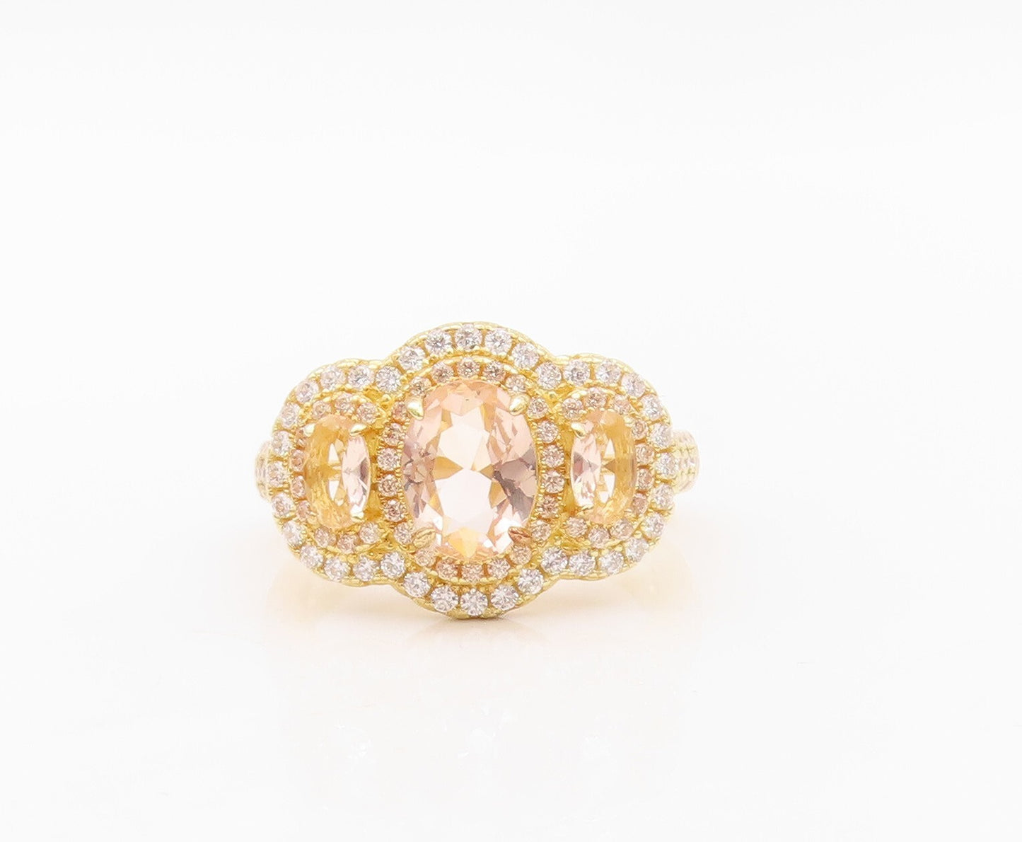925 Sterling Silver Vintage Ring Gold Plated Designer 2 Tone CZ  Sz 7  RG30163